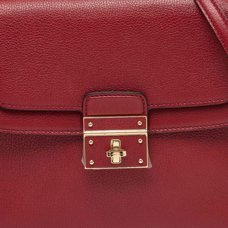 Pre Owned Dolce & Gabbana Red Leather Greta Top Handle Bag