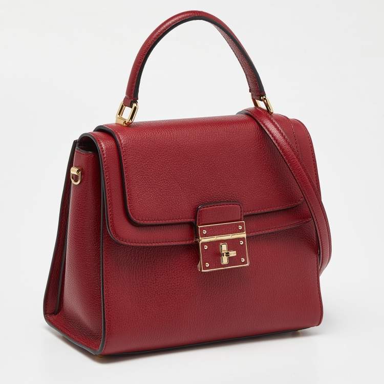 Pre Owned Dolce & Gabbana Red Leather Greta Top Handle Bag