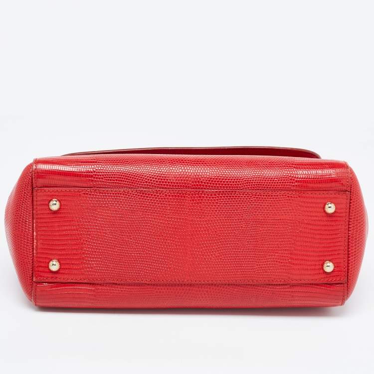 Pre Owned Dolce & Gabbana Red Leather Medium Miss Sicily Handle Bag