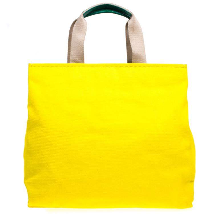 Pre Owned Dolce & Gabbana Yellow Canvas and Leather Maria Shopper Tote 