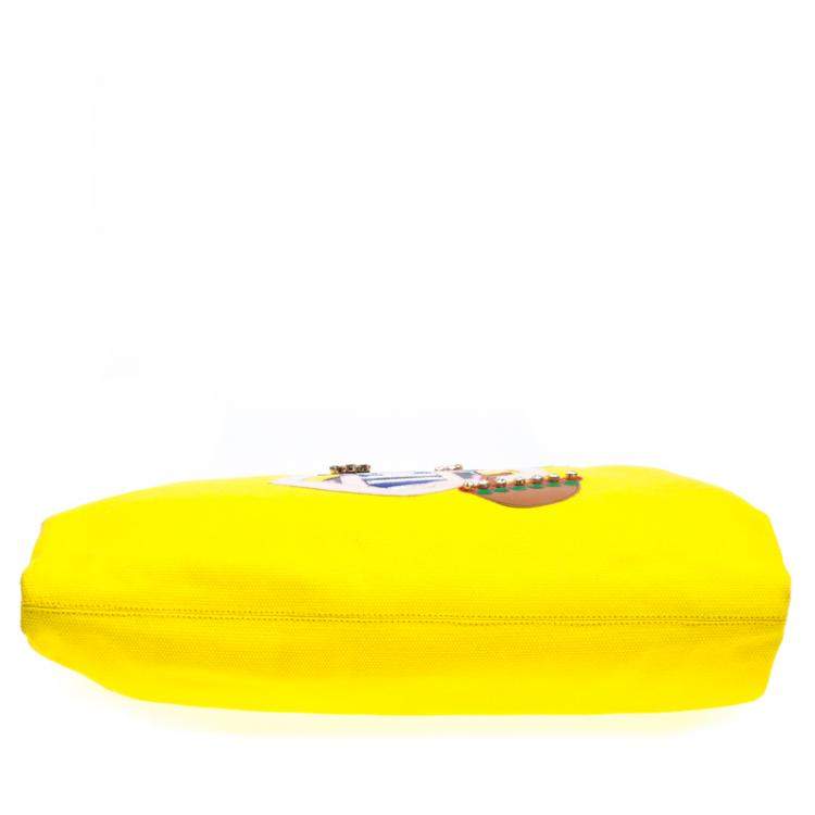 Pre Owned Dolce & Gabbana Yellow Canvas and Leather Maria Shopper Tote 