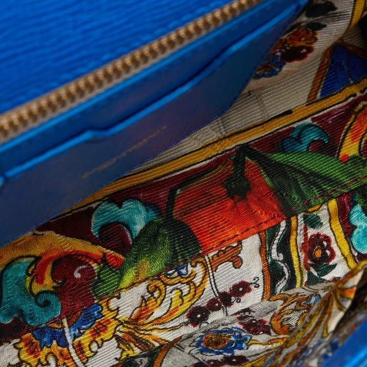 Pre Owned Dolce & Gabbana Blue Leather Medium Miss Sicily Top Handle Bag