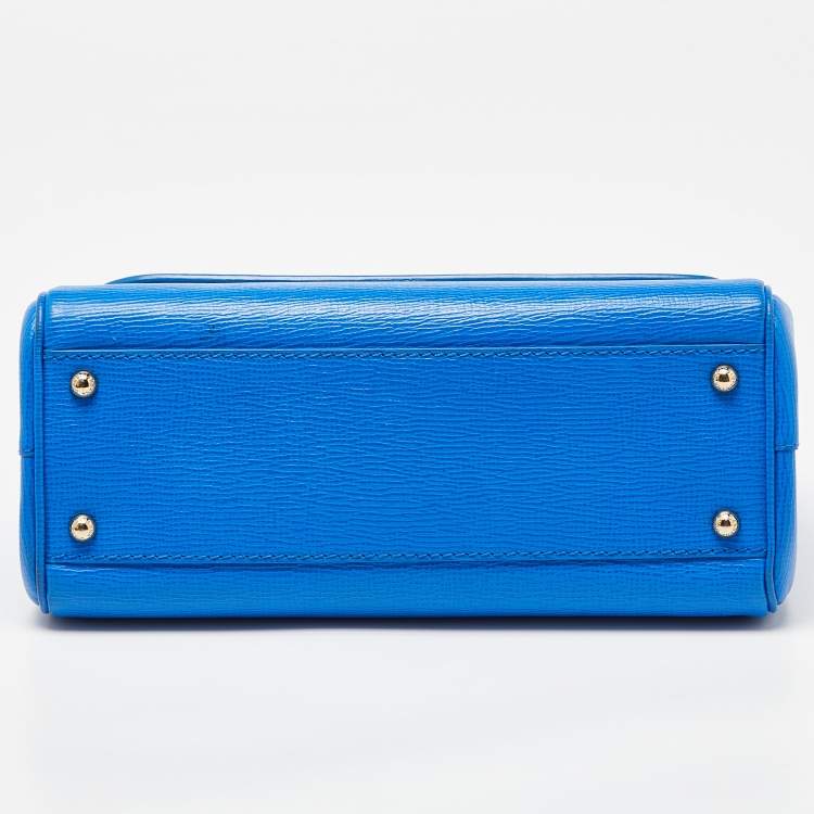 Pre Owned Dolce & Gabbana Blue Leather Medium Miss Sicily Top Handle Bag
