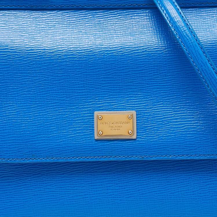 Pre Owned Dolce & Gabbana Blue Leather Medium Miss Sicily Top Handle Bag