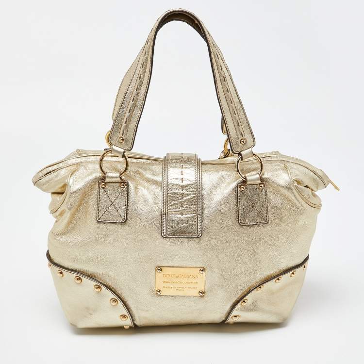 Pre Owned Dolce & Gabbana Gold Leather Satchel