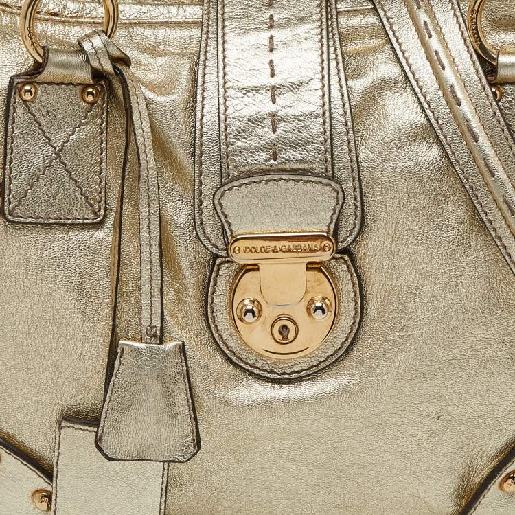 Pre Owned Dolce & Gabbana Gold Leather Satchel