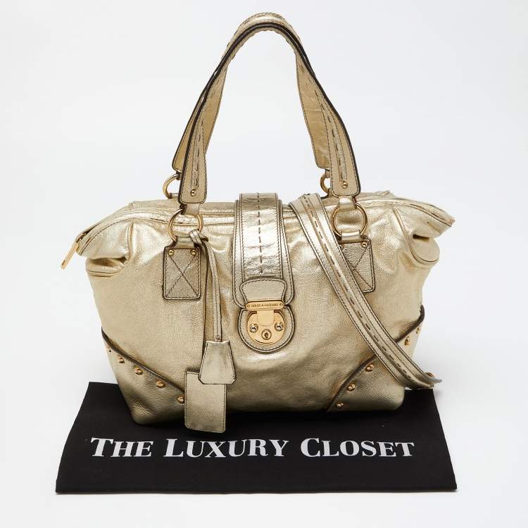 Pre Owned Dolce & Gabbana Gold Leather Satchel