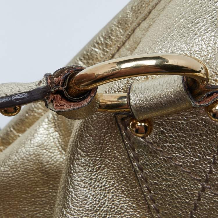 Pre Owned Dolce & Gabbana Gold Leather Satchel