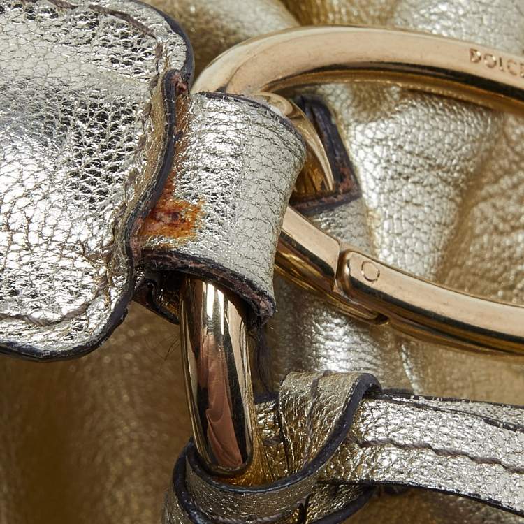 Pre Owned Dolce & Gabbana Gold Leather Satchel