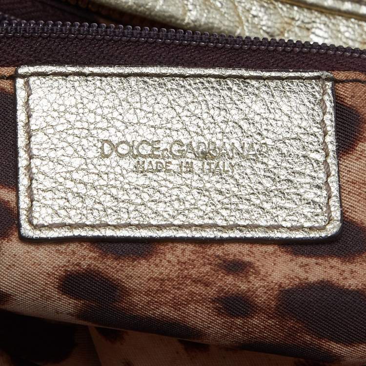 Pre Owned Dolce & Gabbana Gold Leather Satchel