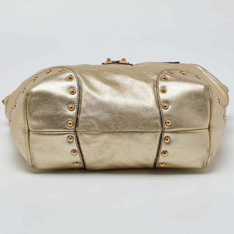 Pre Owned Dolce & Gabbana Gold Leather Satchel