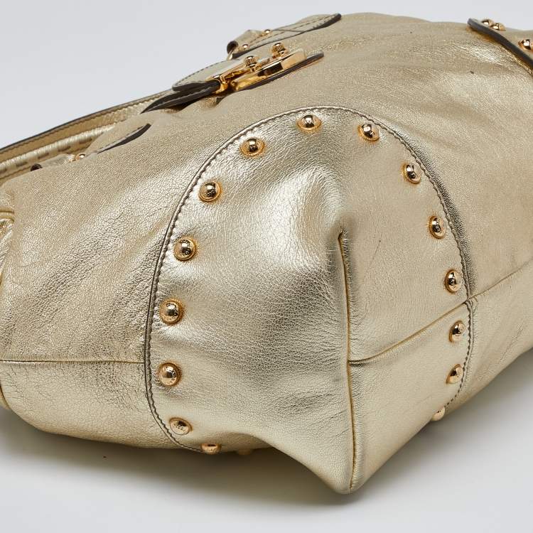 Pre Owned Dolce & Gabbana Gold Leather Satchel