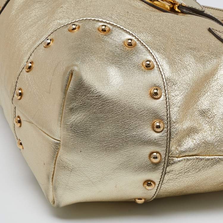 Pre Owned Dolce & Gabbana Gold Leather Satchel