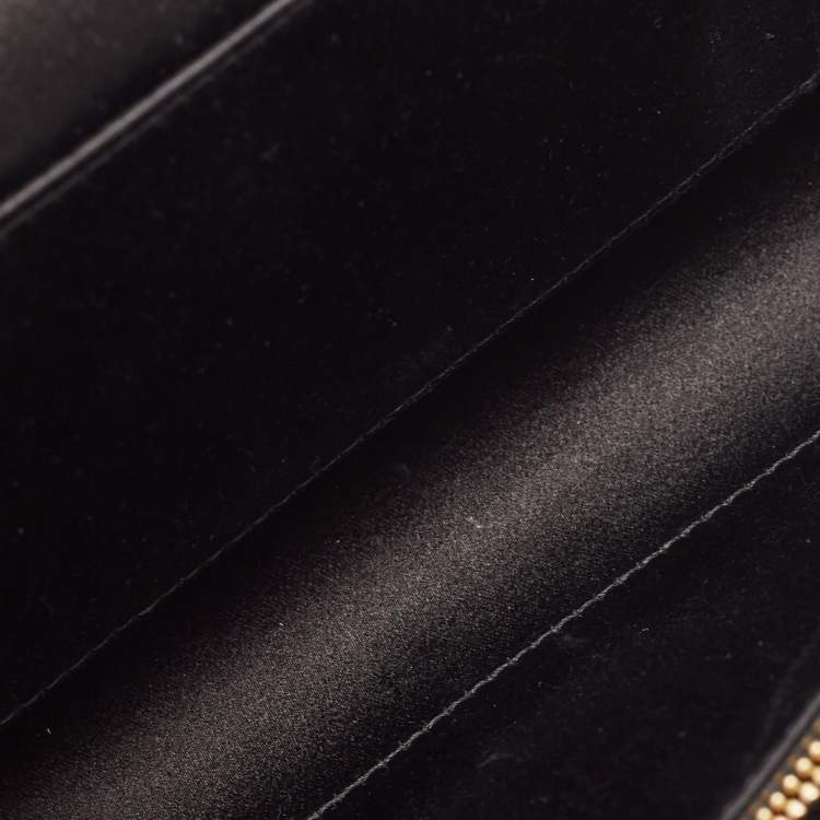 Pre Owned Dolce & Gabbana Black Velvet Crystal Logo Chain Clutch