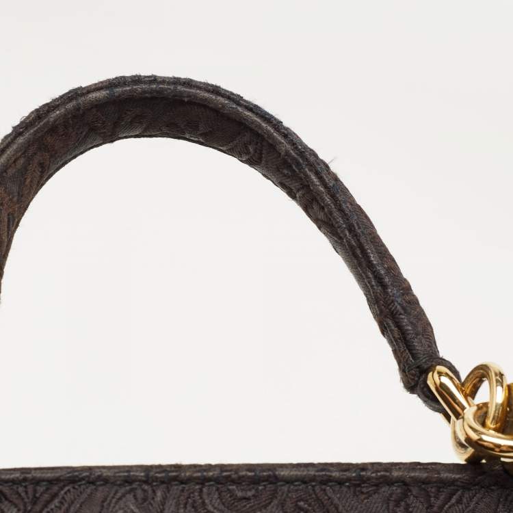 Pre Owned Dolce & Gabbana Black Brocade Fabric Large Miss Sicily Top Handle Bag