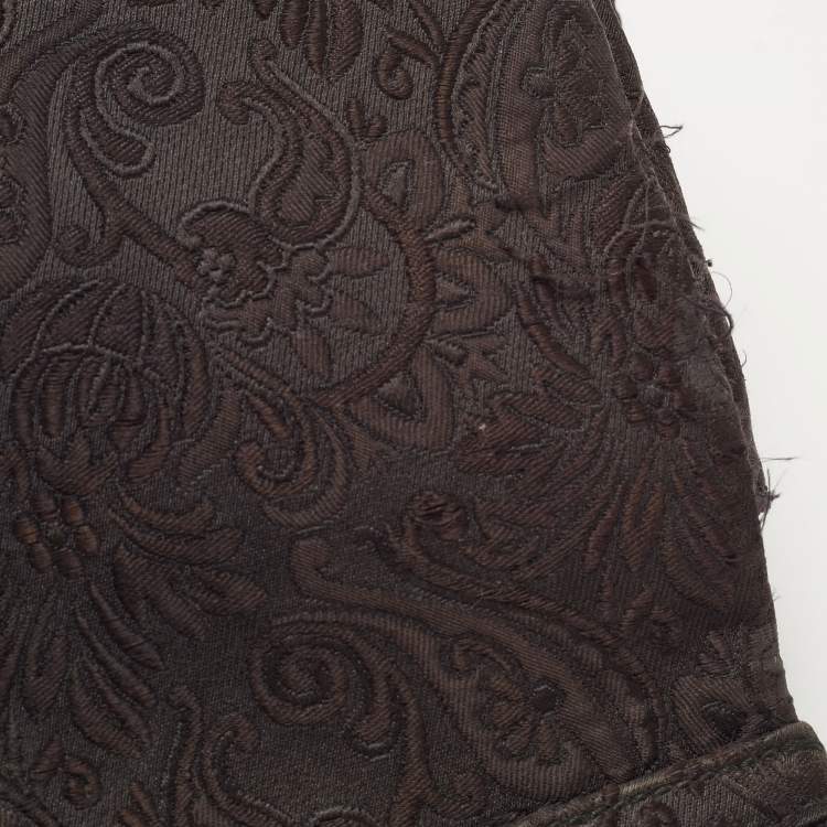 Pre Owned Dolce & Gabbana Black Brocade Fabric Large Miss Sicily Top Handle Bag
