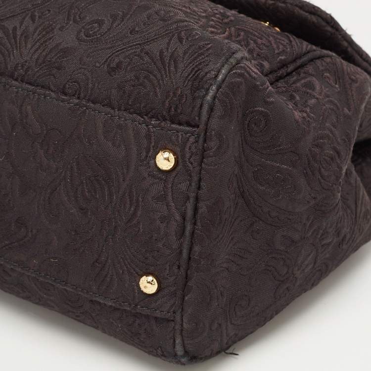 Pre Owned Dolce & Gabbana Black Brocade Fabric Large Miss Sicily Top Handle Bag