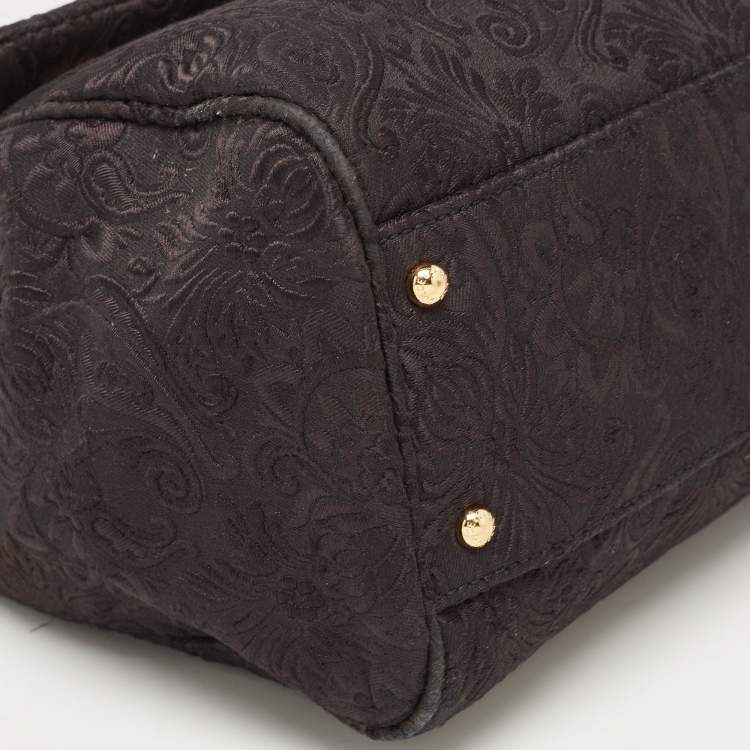 Pre Owned Dolce & Gabbana Black Brocade Fabric Large Miss Sicily Top Handle Bag
