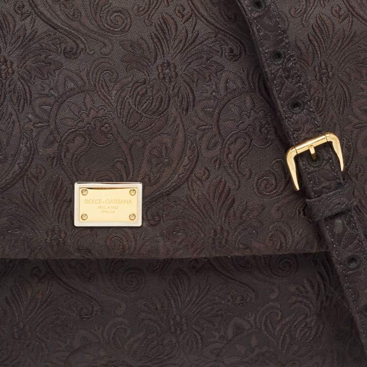 Pre Owned Dolce & Gabbana Black Brocade Fabric Large Miss Sicily Top Handle Bag