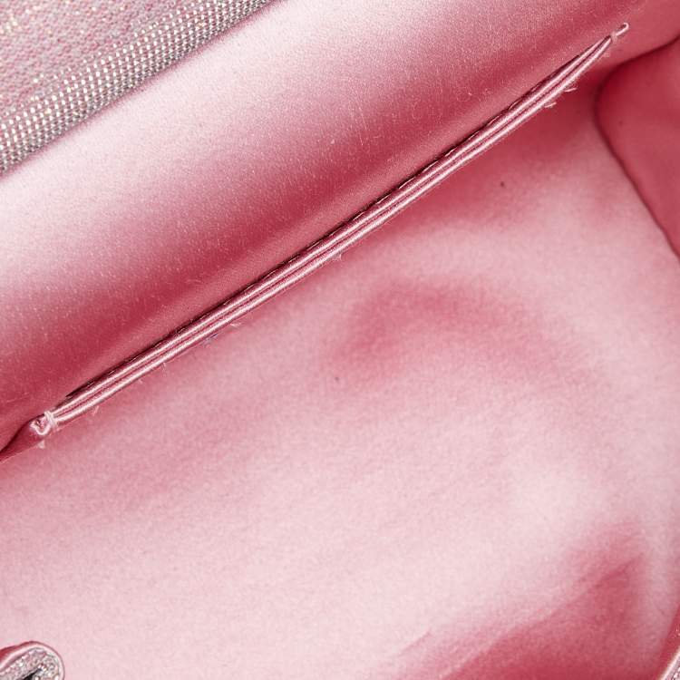 Pre Owned Dolce & Gabbana Pink Lurex Fabric and Leather Mini Miss Sicily Top Handle Bag