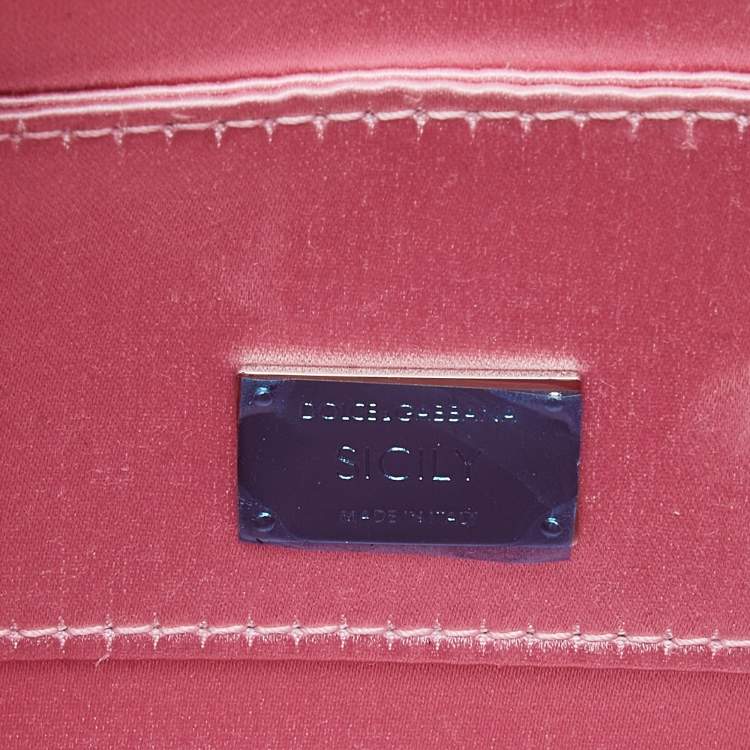 Pre Owned Dolce & Gabbana Pink Lurex Fabric and Leather Mini Miss Sicily Top Handle Bag