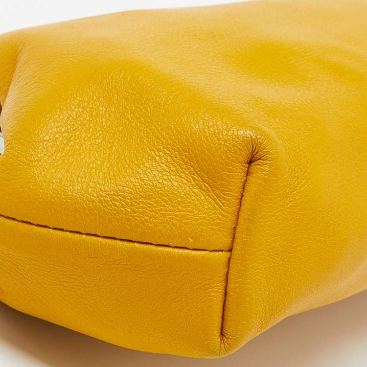 Pre Owned Dolce & Gabbana Yellow Leather Frame Pouch