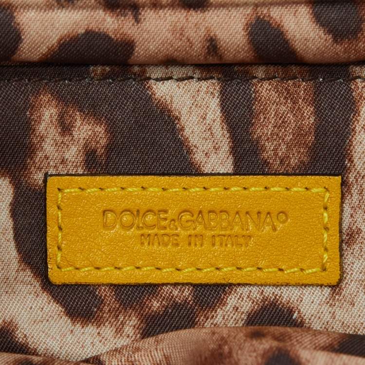 Pre Owned Dolce & Gabbana Yellow Leather Frame Pouch
