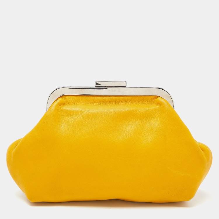 Pre Owned Dolce & Gabbana Yellow Leather Frame Pouch
