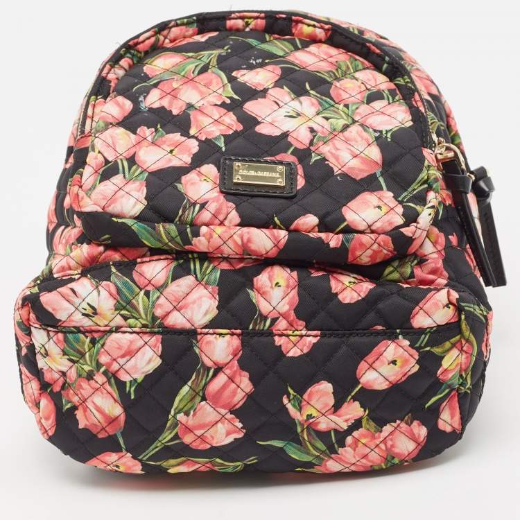 Pre Owned Dolce & Gabbana Multicolor Floral Nylon and Leather Backpack