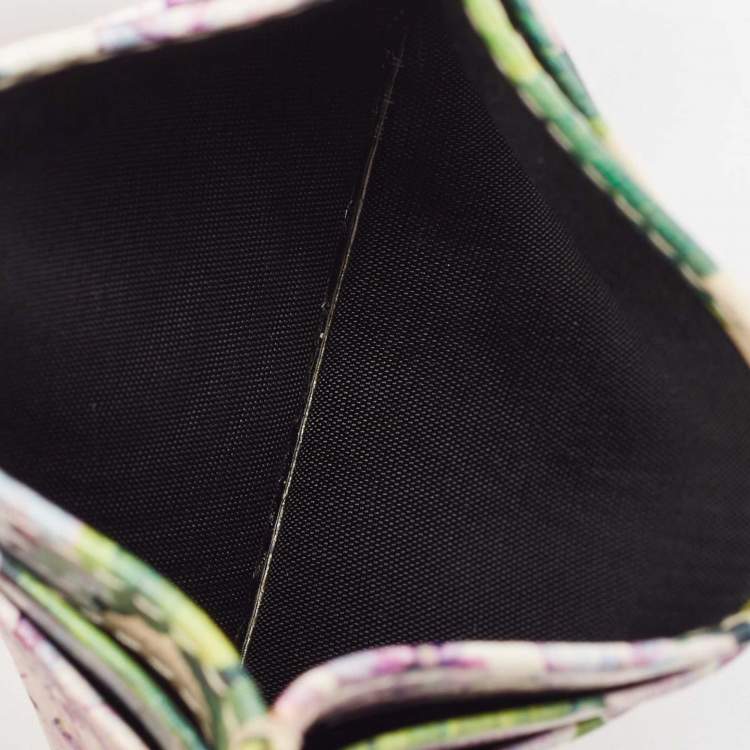 Pre Owned Dolce & Gabbana Multicolor Floral Print Leather Card Holder