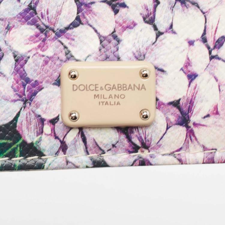 Pre Owned Dolce & Gabbana Multicolor Floral Print Leather Card Holder