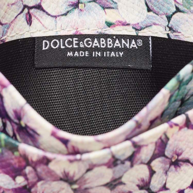Pre Owned Dolce & Gabbana Multicolor Floral Print Leather Card Holder