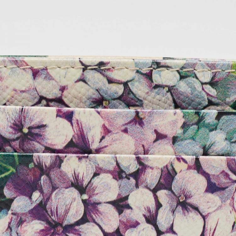 Pre Owned Dolce & Gabbana Multicolor Floral Print Leather Card Holder