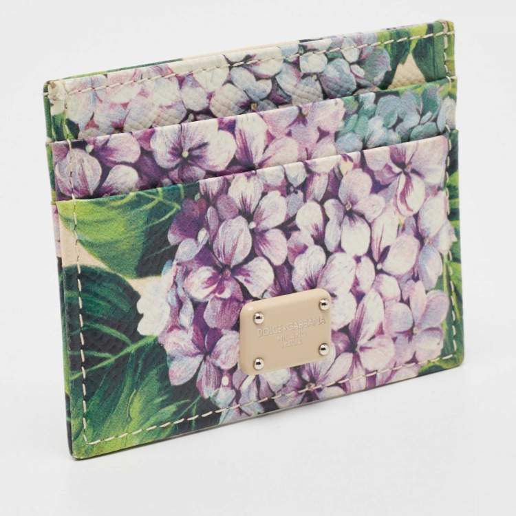 Pre Owned Dolce & Gabbana Multicolor Floral Print Leather Card Holder