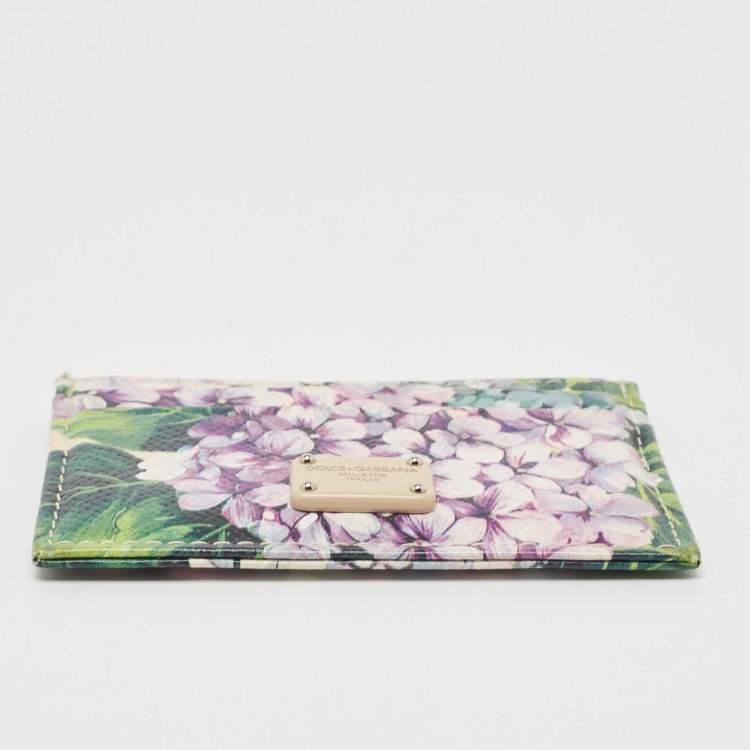 Pre Owned Dolce & Gabbana Multicolor Floral Print Leather Card Holder