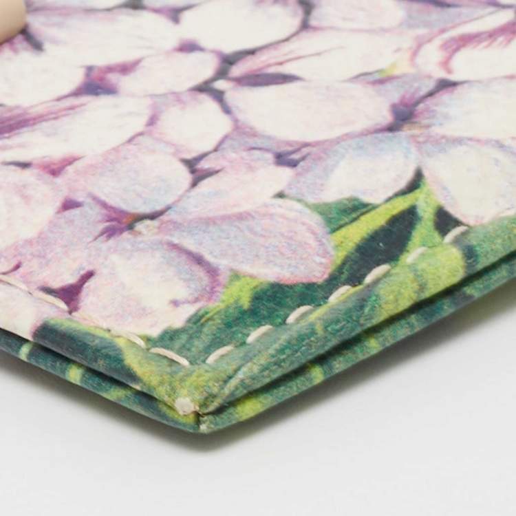 Pre Owned Dolce & Gabbana Multicolor Floral Print Leather Card Holder