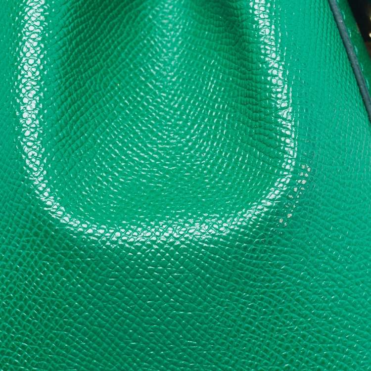 Pre Owned Dolce & Gabbana Green Leather Medium Miss Sicily Top Handle Bag