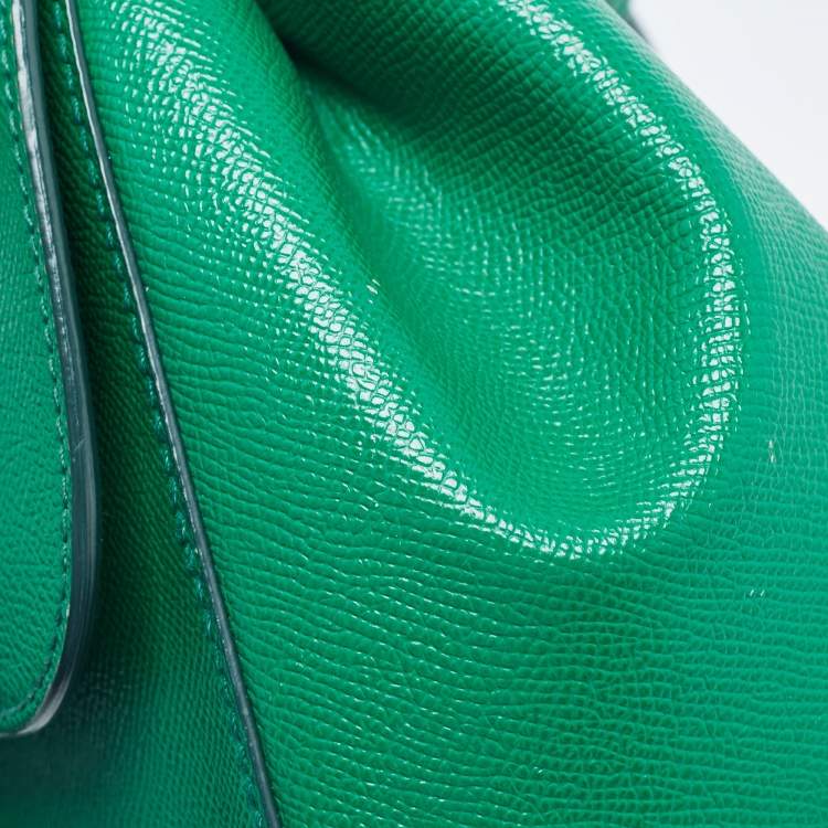 Pre Owned Dolce & Gabbana Green Leather Medium Miss Sicily Top Handle Bag