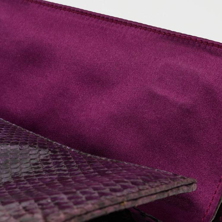 Pre Owned Dolce & Gabbana Purple Python Chain Clutch