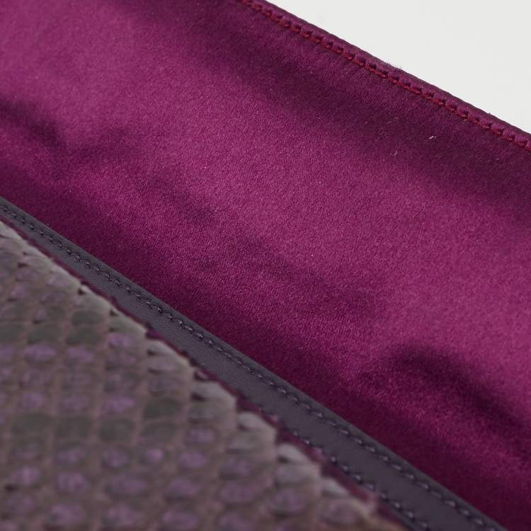 Pre Owned Dolce & Gabbana Purple Python Chain Clutch