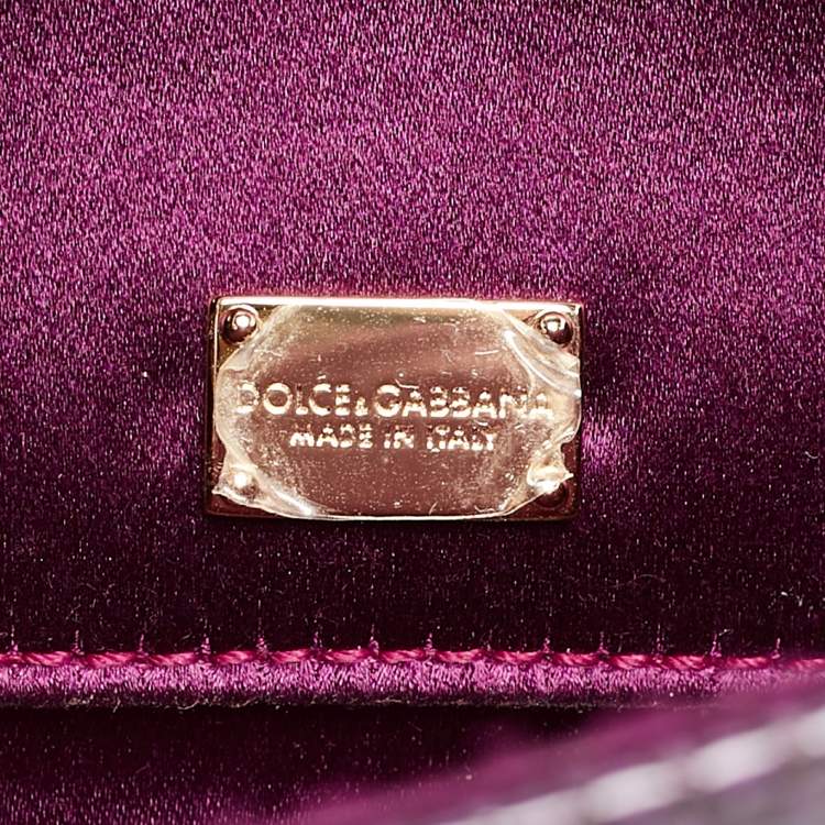 Pre Owned Dolce & Gabbana Purple Python Chain Clutch