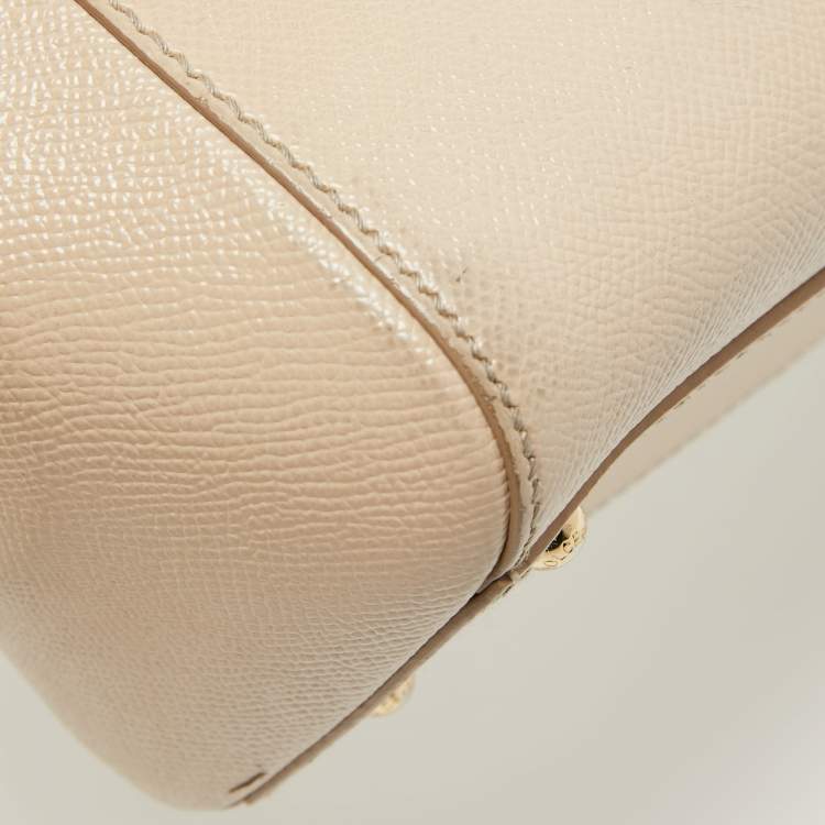 Pre Owned Dolce & Gabbana Beige Leather Medium Miss Sicily Top Handle Bag
