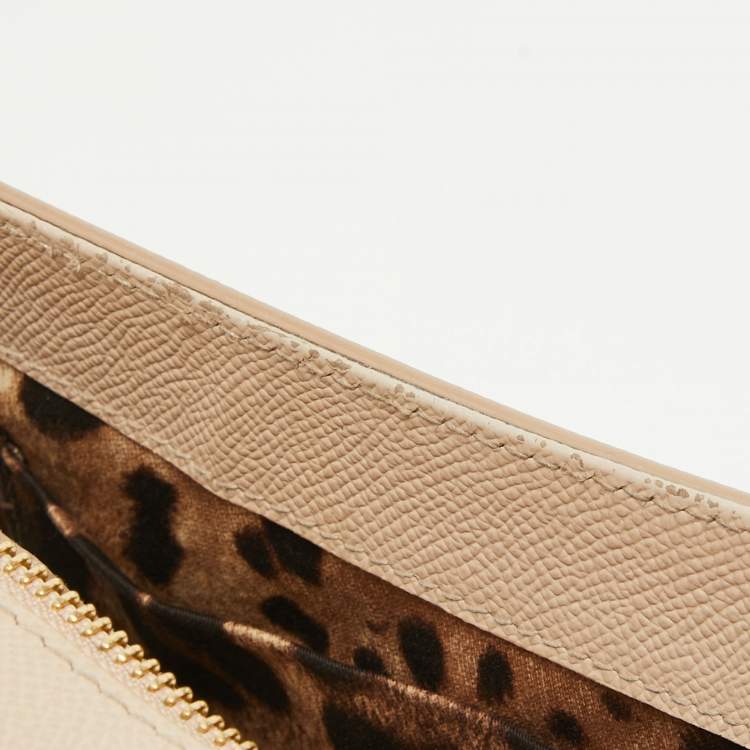 Pre Owned Dolce & Gabbana Beige Leather Medium Miss Sicily Top Handle Bag