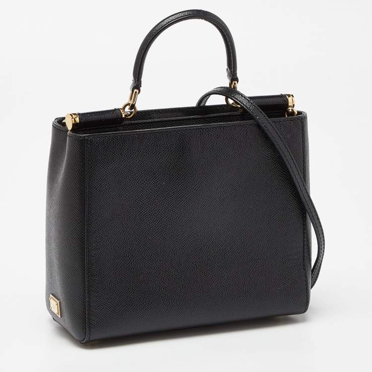 Pre Owned Dolce & Gabbana Black Leather Miss Sicily Tote
