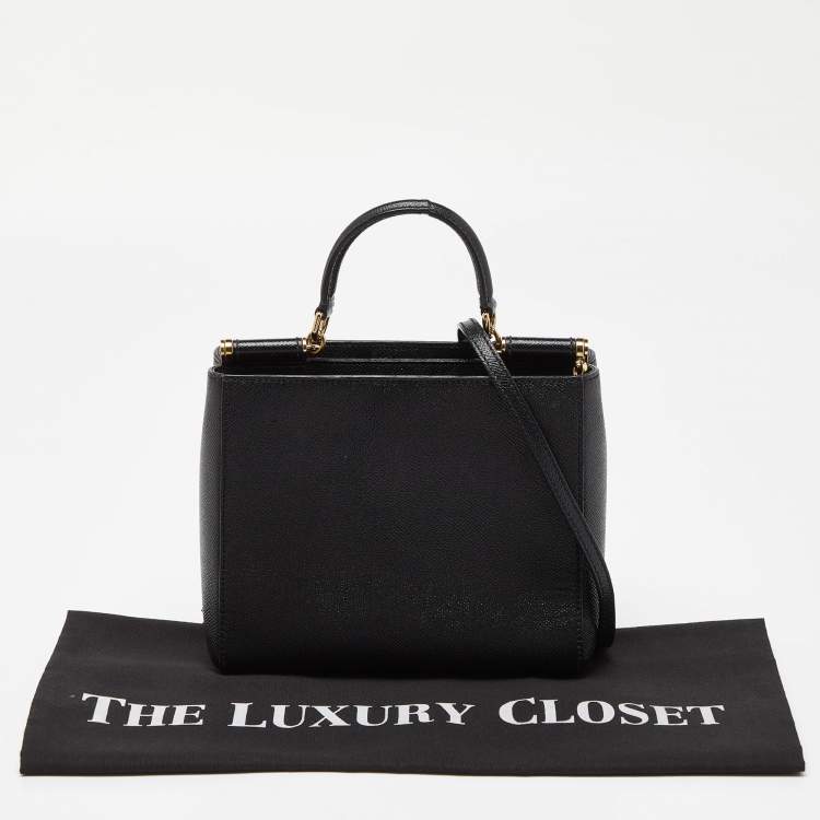 Pre Owned Dolce & Gabbana Black Leather Miss Sicily Tote
