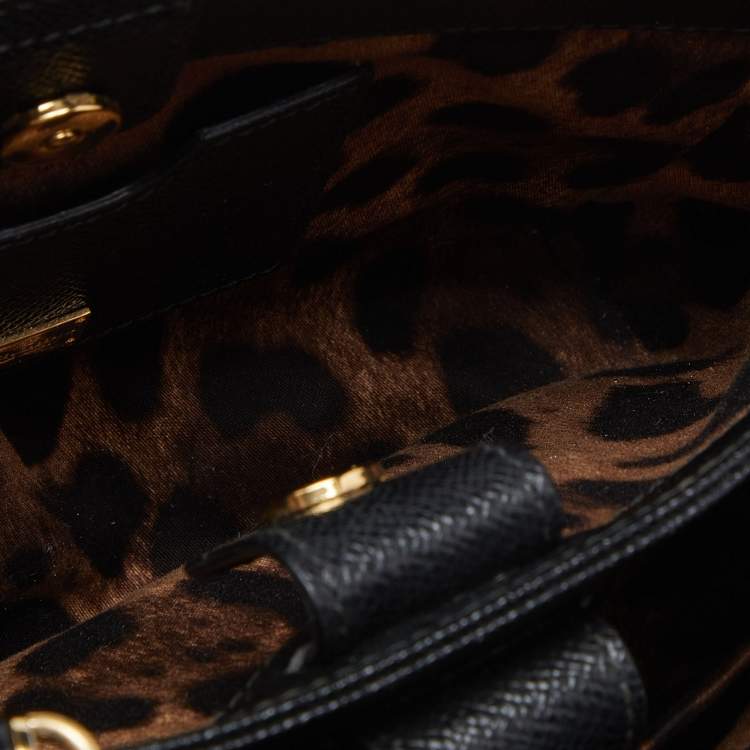 Pre Owned Dolce & Gabbana Black Leather Miss Sicily Tote