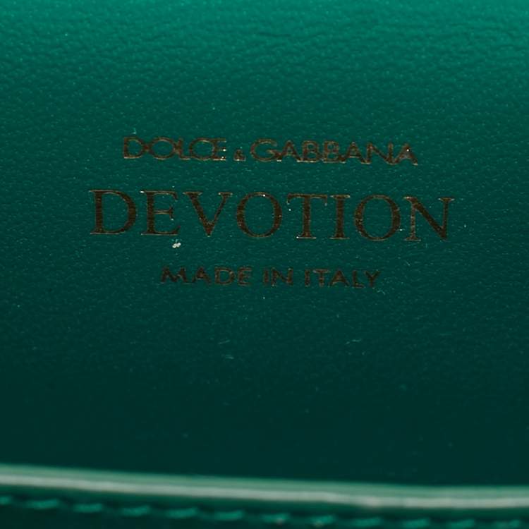 Pre Owned Dolce & Gabbana Green Crocodile Micro Devotion Bag