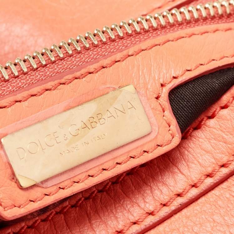 Pre Owned Dolce & Gabbana Orange Leather Medium Miss Sicily Bag