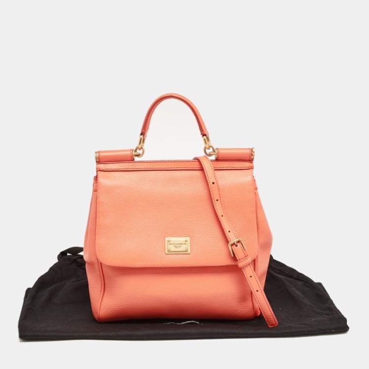 Pre Owned Dolce & Gabbana Orange Leather Medium Miss Sicily Bag