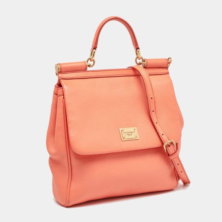 Pre Owned Dolce & Gabbana Orange Leather Medium Miss Sicily Bag